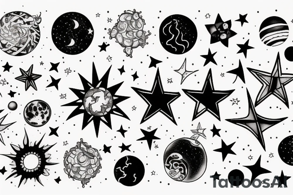 19 stars and 6 planets tattoo idea