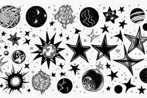 19 stars and 6 planets tattoo idea
