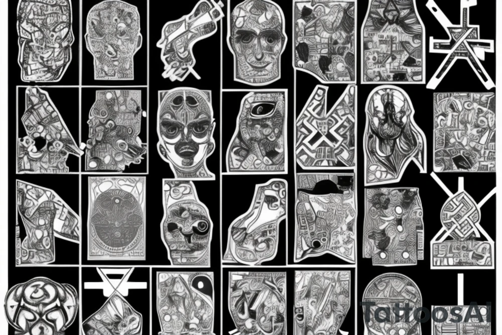 An ank cross made out circuit boards lines tattoo idea