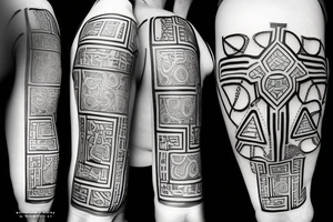 An ank cross made out circuit boards lines tattoo idea