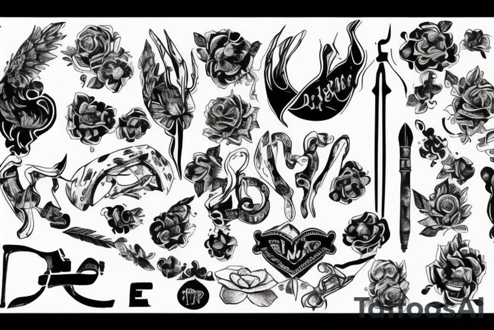 Kompass mit Pfeil durch und Engelsflügel tattoo idea