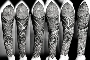 yantra tattoo with a sword and lion tattoo idea