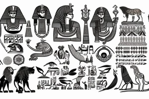 Egypt back tattoo with lion tattoo idea