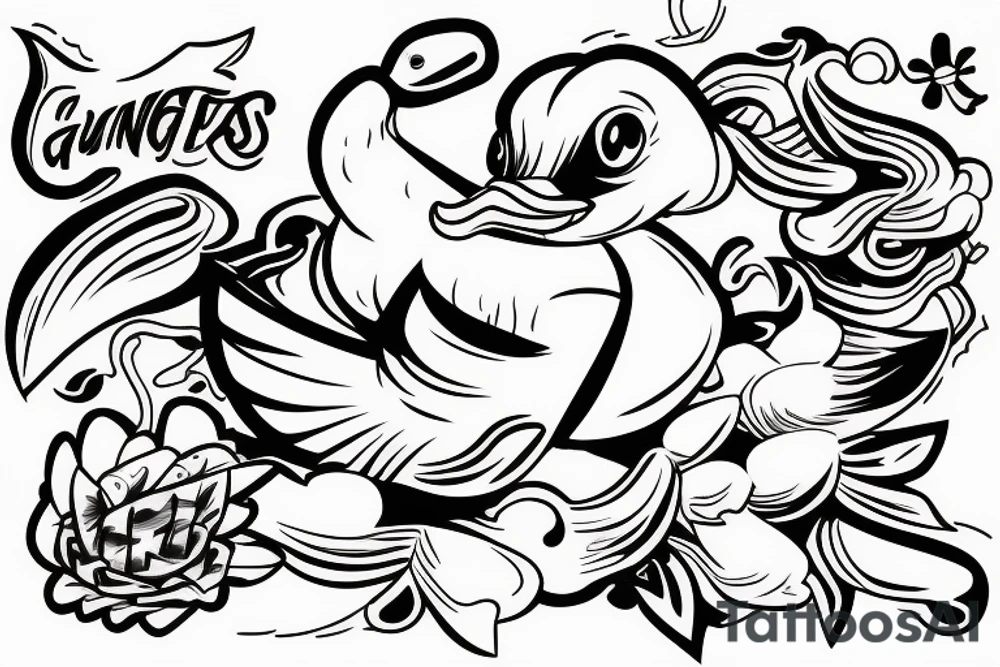 a gangster duck holds a shoal tattoo idea
