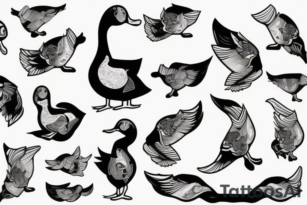 a gangster duck holds a shoal tattoo idea