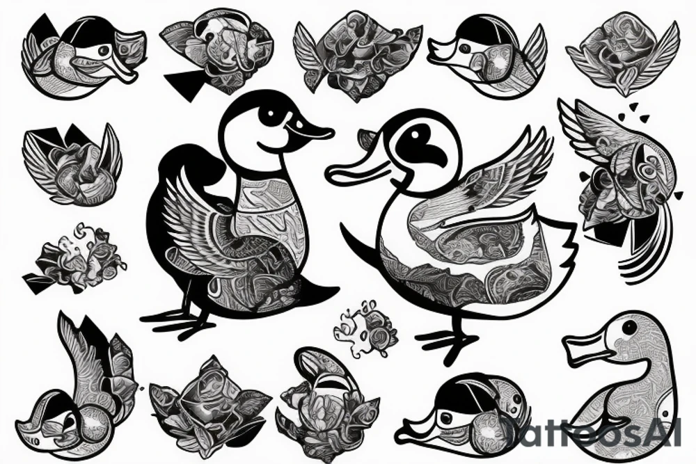 a gangster duck holds a shoal tattoo idea