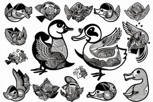 a gangster duck holds a shoal tattoo idea