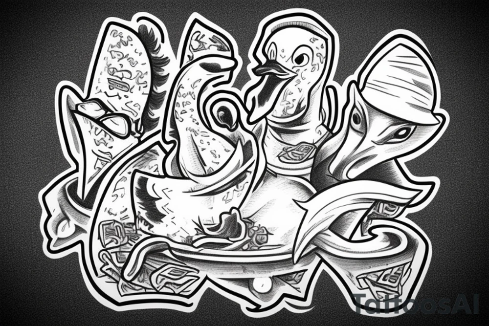 a gangster duck tattoo idea