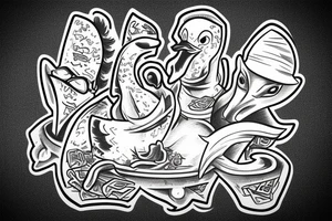 a gangster duck tattoo idea