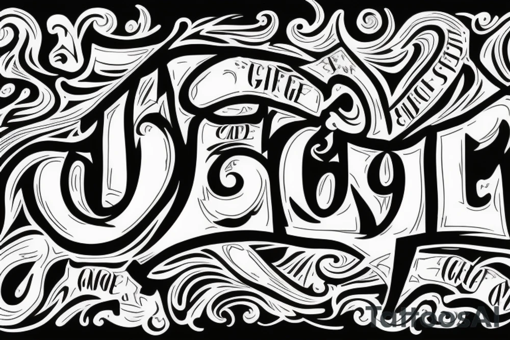 gang life lettering tattoo idea