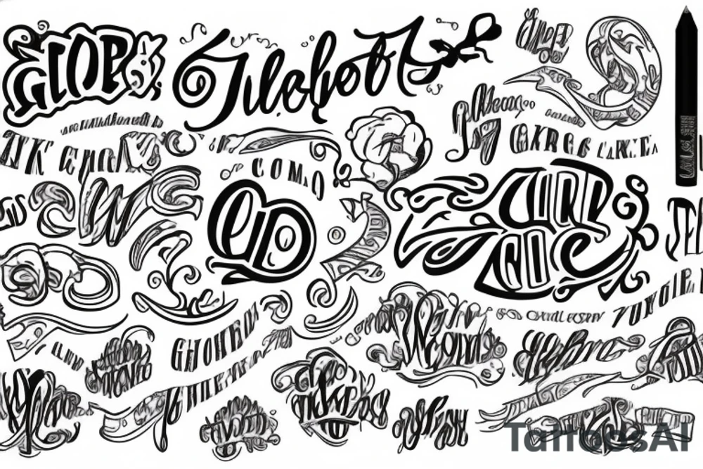 gang life lettering tattoo idea