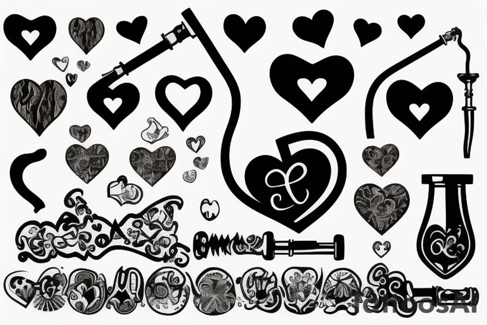 Tobacco pipe with heart shaped smoke tattoo idea