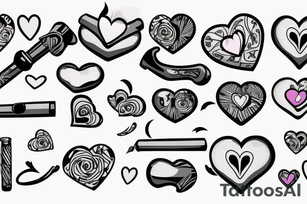 Tobacco pipe with heart shaped smoke tattoo idea