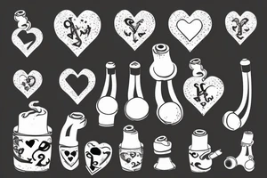 Tobacco pipe with heart shaped smoke tattoo idea