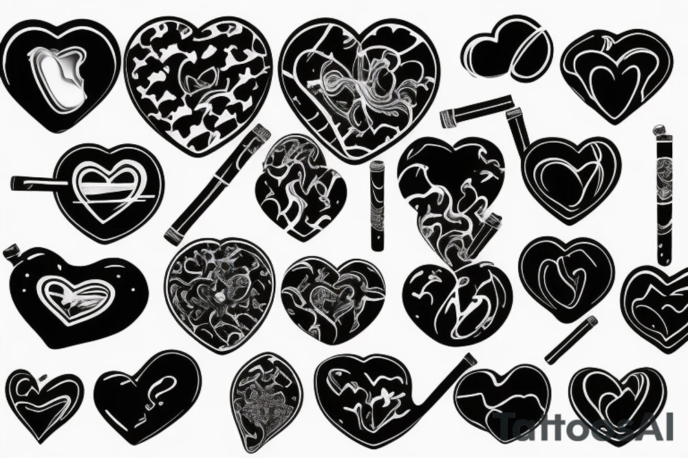 Tobacco pipe with heart shaped smoke tattoo idea
