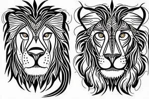 Half realistic lioness, and the other half is a geometric lioness which contains the roman number 1999, symbol of determination and self power tattoo idea