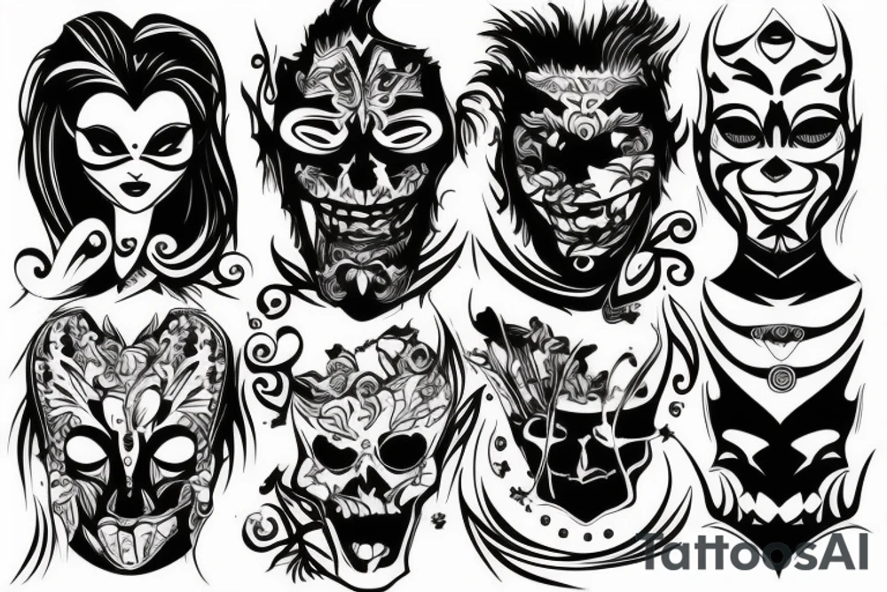The man takes off his mask tattoo idea