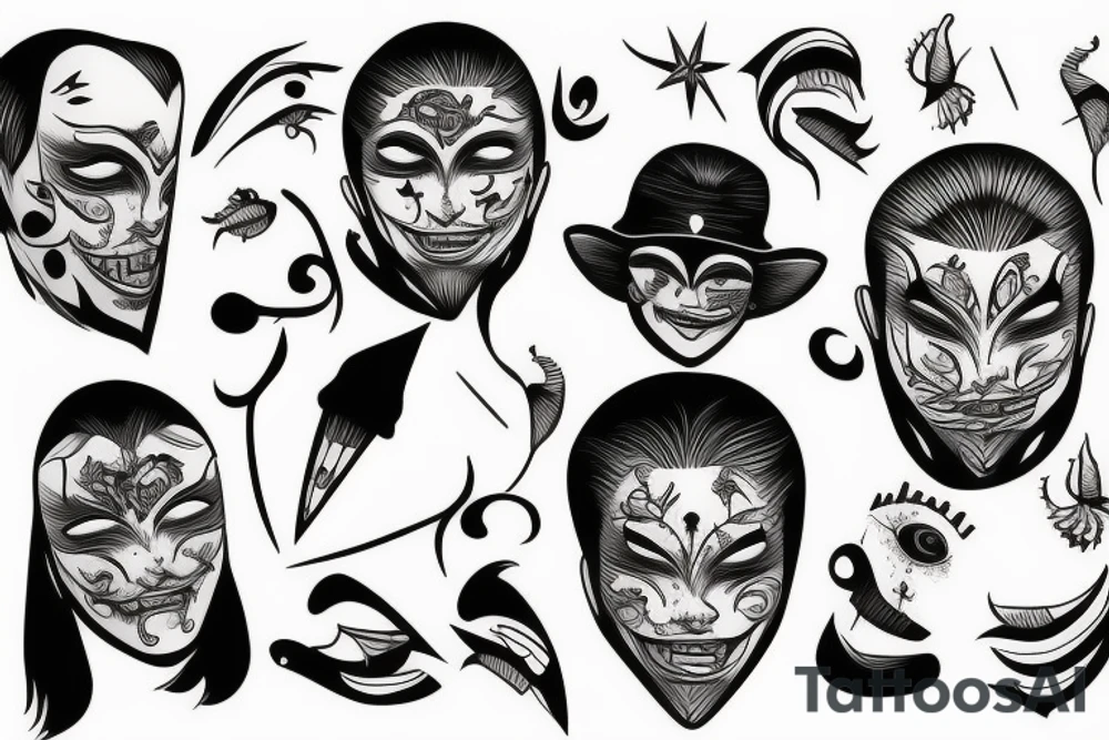 The man takes off his mask tattoo idea
