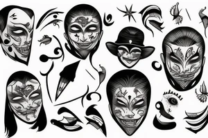 The man takes off his mask tattoo idea