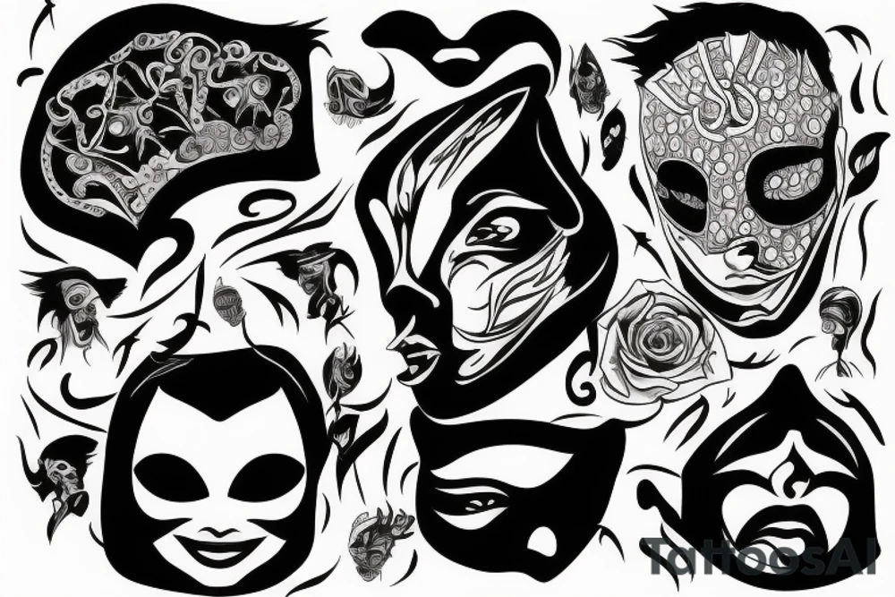 The man takes off his mask tattoo idea