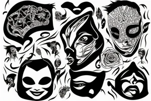 The man takes off his mask tattoo idea