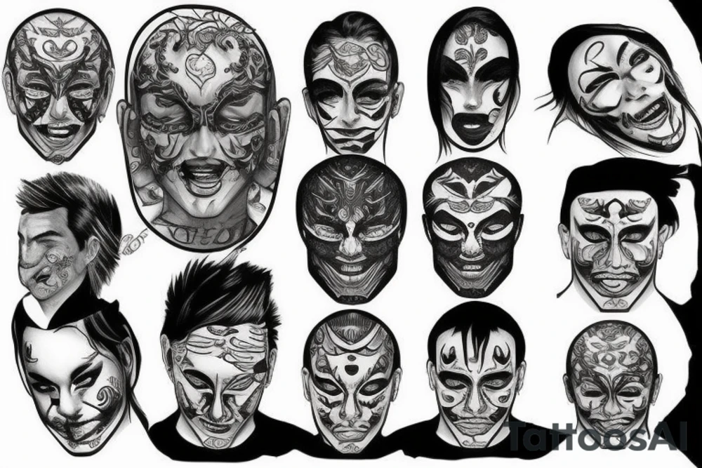 The man takes off his mask tattoo idea
