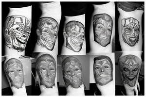 The man takes off his mask tattoo idea