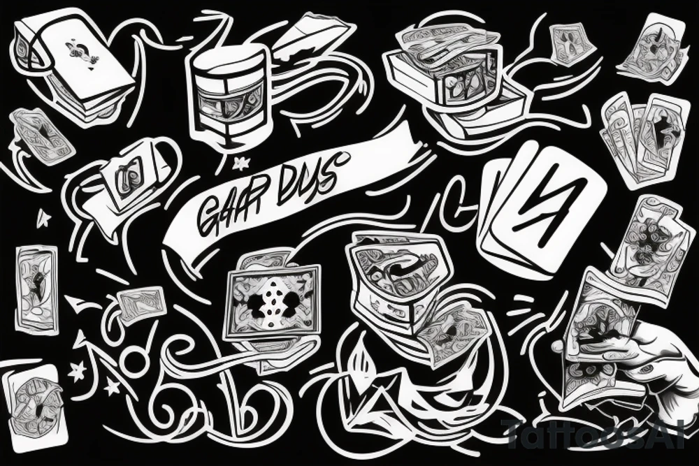 Gangster doing drugs and gambling tattoo idea