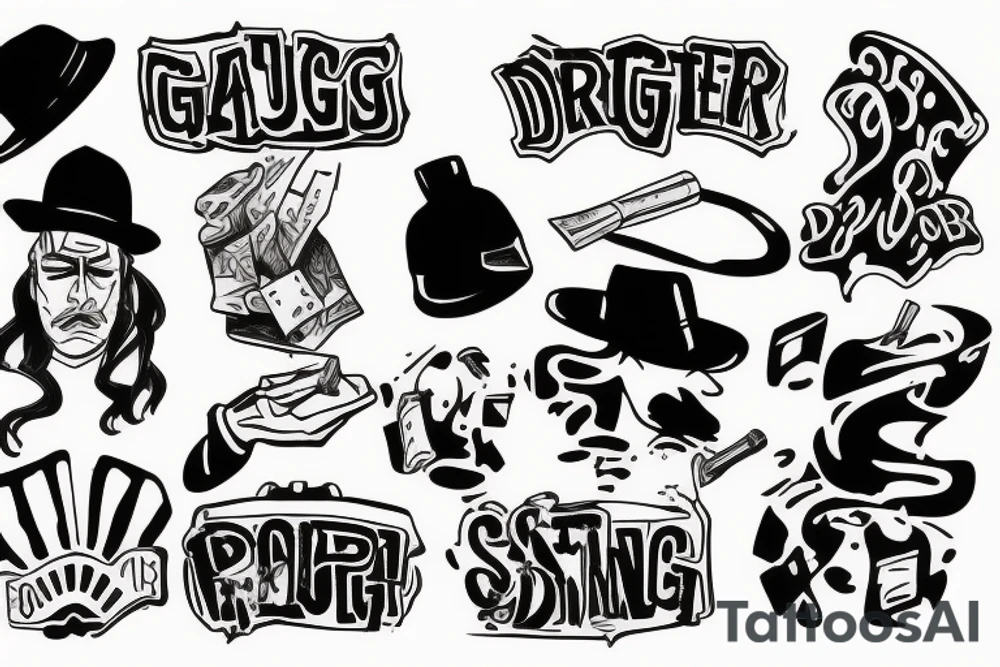 Gangster doing drugs and gambling tattoo idea