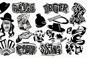 Gangster doing drugs and gambling tattoo idea