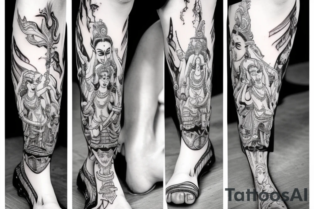 Lord Shiva standing on one leg tattoo idea
