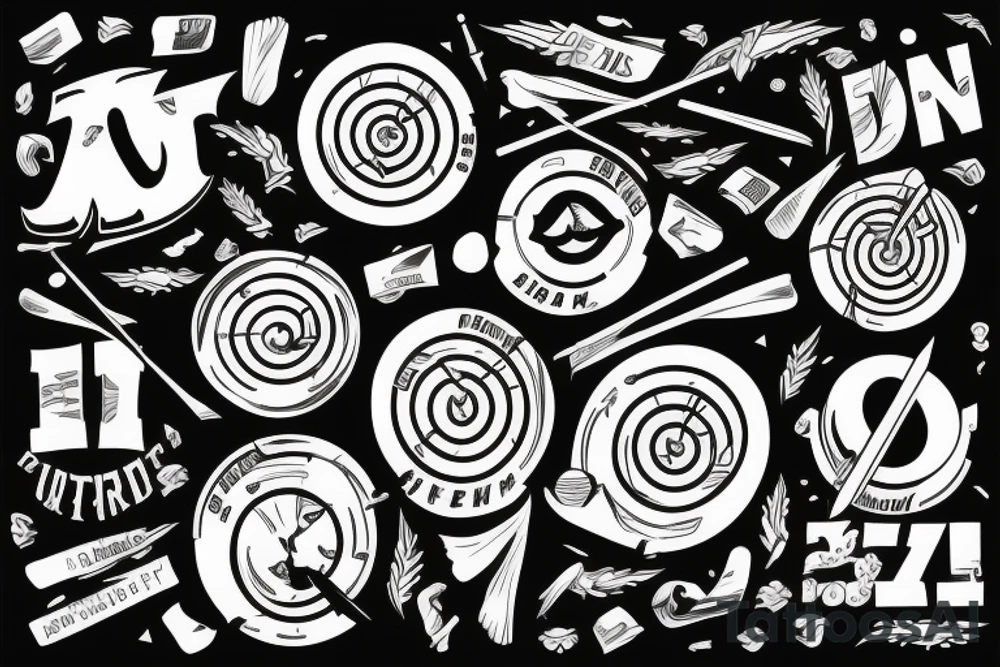 Throwing dart with lettering tattoo idea