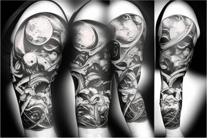 Planets with aliens and vikings tattoo idea