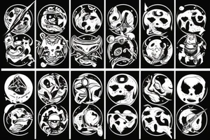 Planets with aliens and vikings tattoo idea