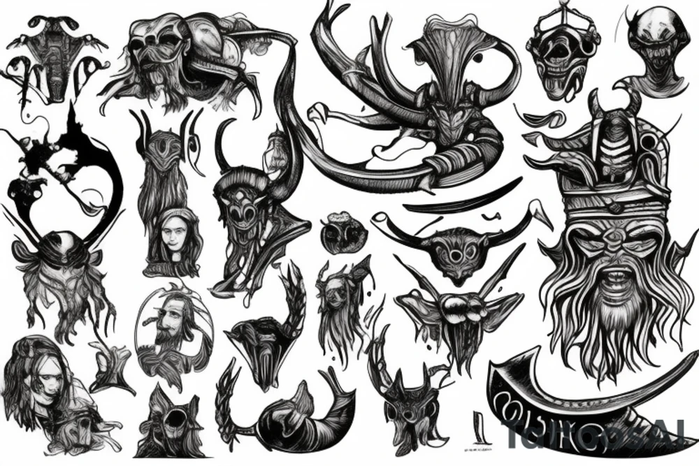 Aliens and vikings tattoo idea