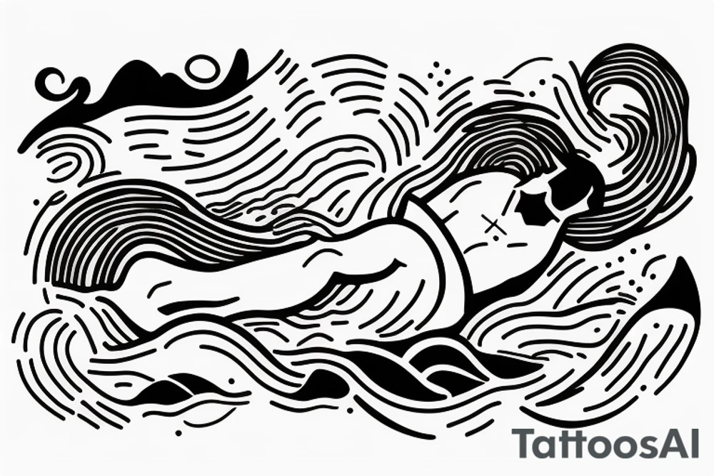 Man floating peacefully down a river tattoo idea