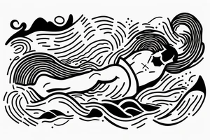 Man floating peacefully down a river tattoo idea