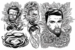 Man floating peacefully down a gentle river tattoo idea