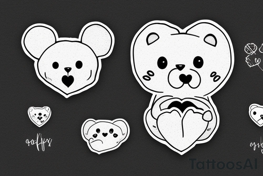 Heart teddy cute small tattoo idea