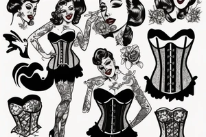 pin up girl wearing a corset tattoo idea