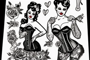 pin up girl wearing a corset tattoo idea