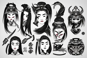 female samurai wielding a chilli tattoo idea