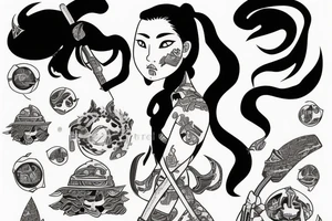 female samurai wielding a chilli tattoo idea