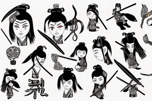 female samurai wielding a chilli tattoo idea