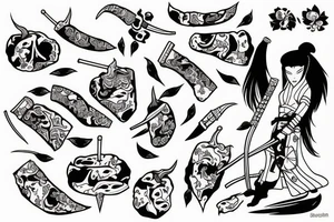 female samurai wielding a chilli tattoo idea