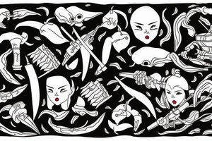 female samurai wielding a chilli tattoo idea