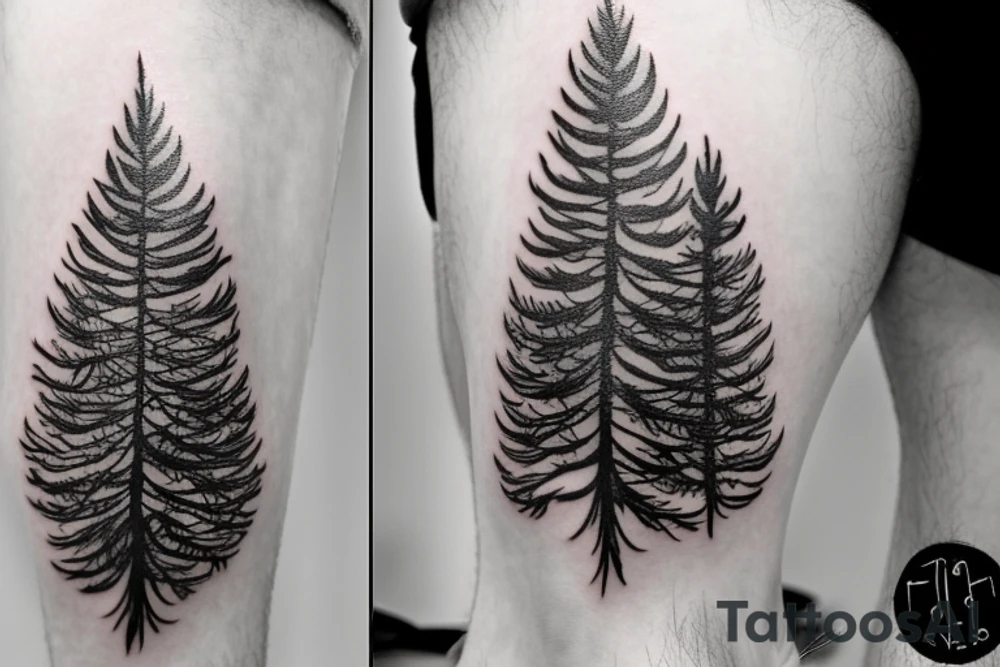 Pine Tree with clouds tattoo idea