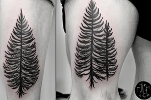 Pine Tree with clouds tattoo idea