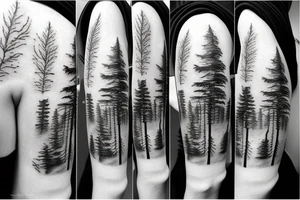 Pine Tree with clouds tattoo idea