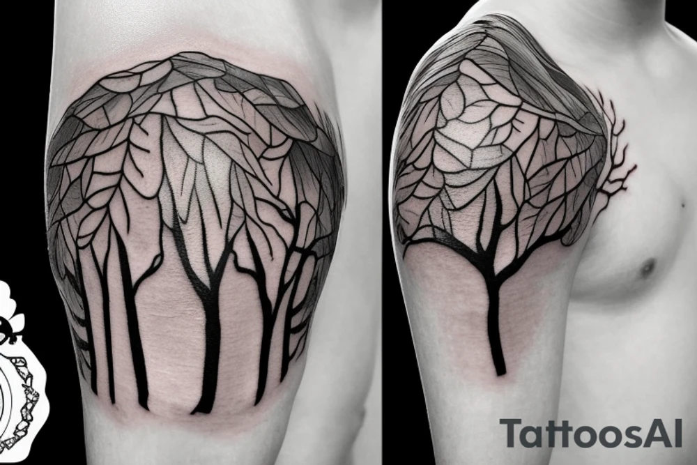 Tree with clouds tattoo idea
